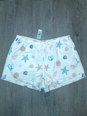 Loft Sea Shells White Sleep Shorts Pajama Lounge Size Medium Petite Beach Ocean